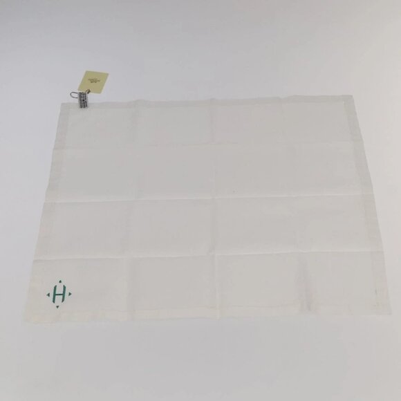 HERMES Handkerchief Cotton White Auth 101161 - Picture 8 of 10